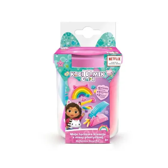 Zestaw z masą plastyczną Koci domek Gabi Moje tęczowe kreacje - różowy kubeczek