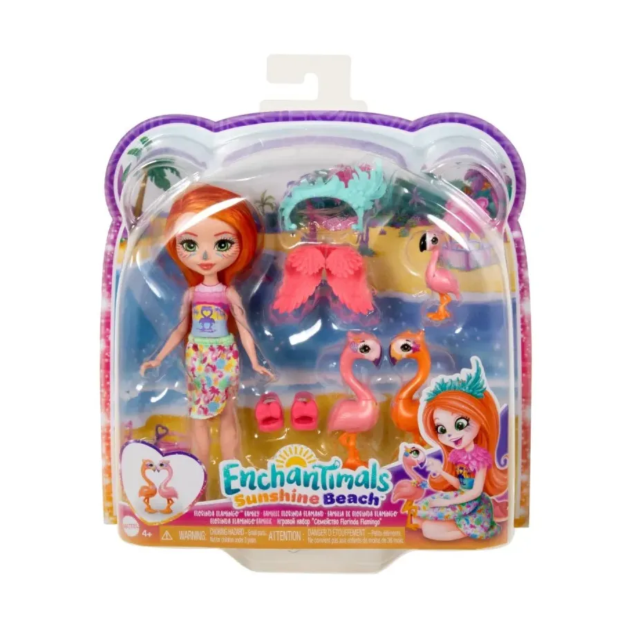 Lalka Enchantimals Rodzina Flamingów Florinda Flamingo + 3 Zwierzątka