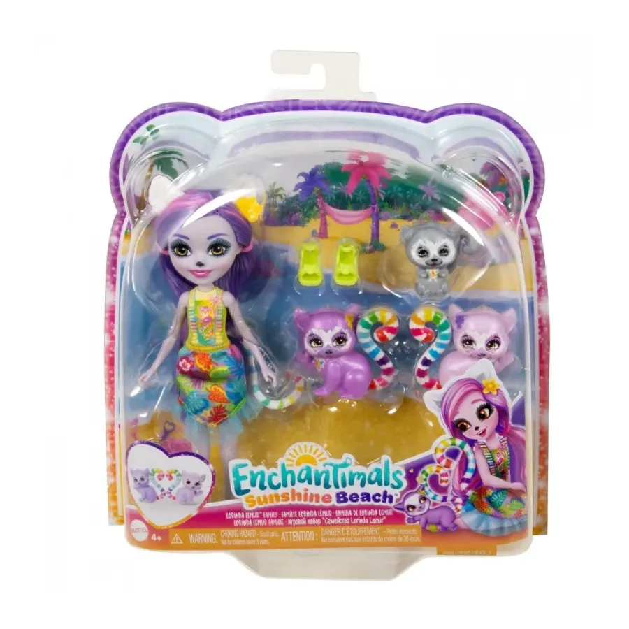 Lalka Enchantimals + figurki zwierzątek Rodzina Lemurów