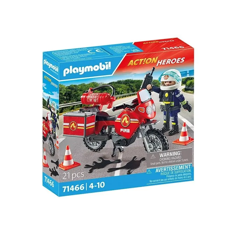 Zestaw z figurką Action Heroes 71466 Motocykl straży pożarnej na miejscu wypadku