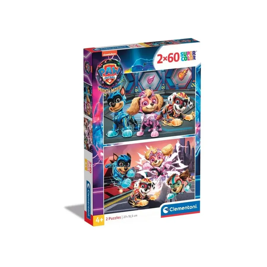 Puzzle 2x60 elementów Super Kolor Psi Patrol The Mighty Movie