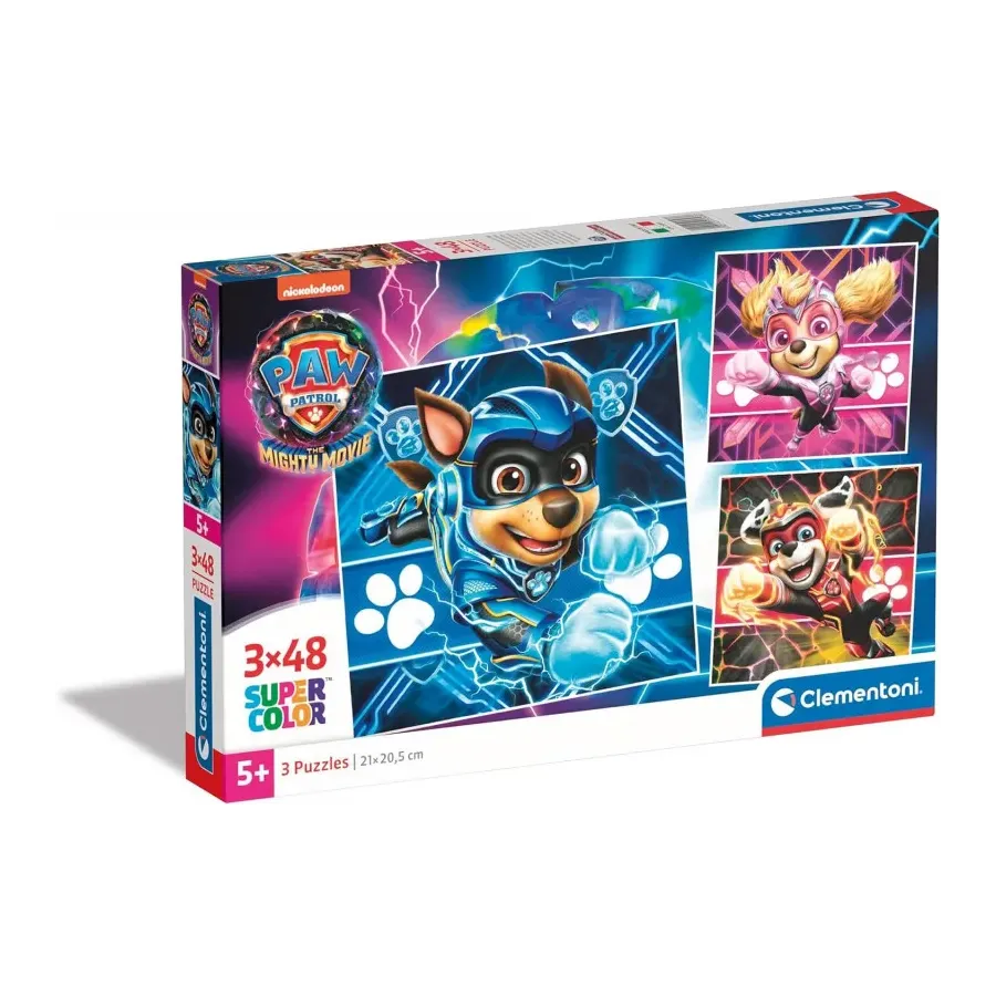 Puzzle 3x48 elementów Super Kolor Psi Patrol The Mighty Movie