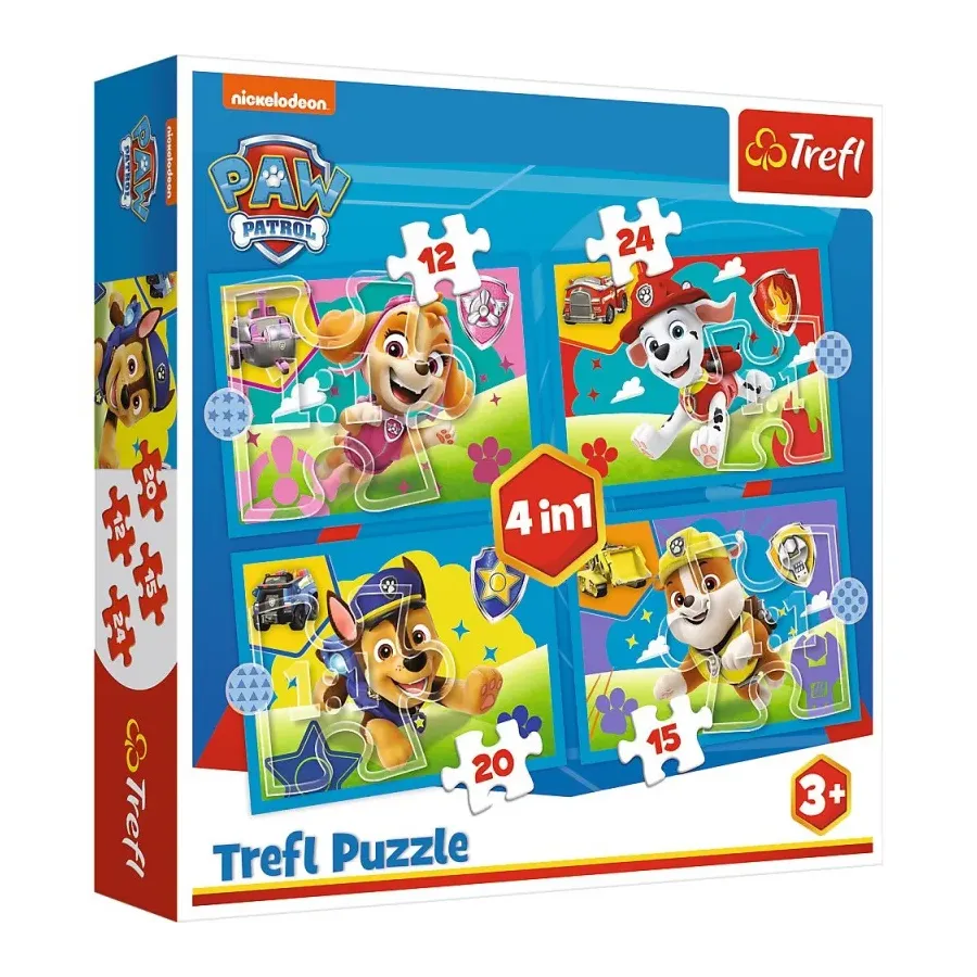 Puzzle 4w1 Biegnące pieski Psi Patrol (Paw Patrol)