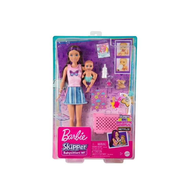 Lalka Barbie Skipper Opiekunka Łóżeczko i bobas