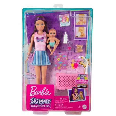 Lalka Barbie Skipper Opiekunka Łóżeczko i bobas