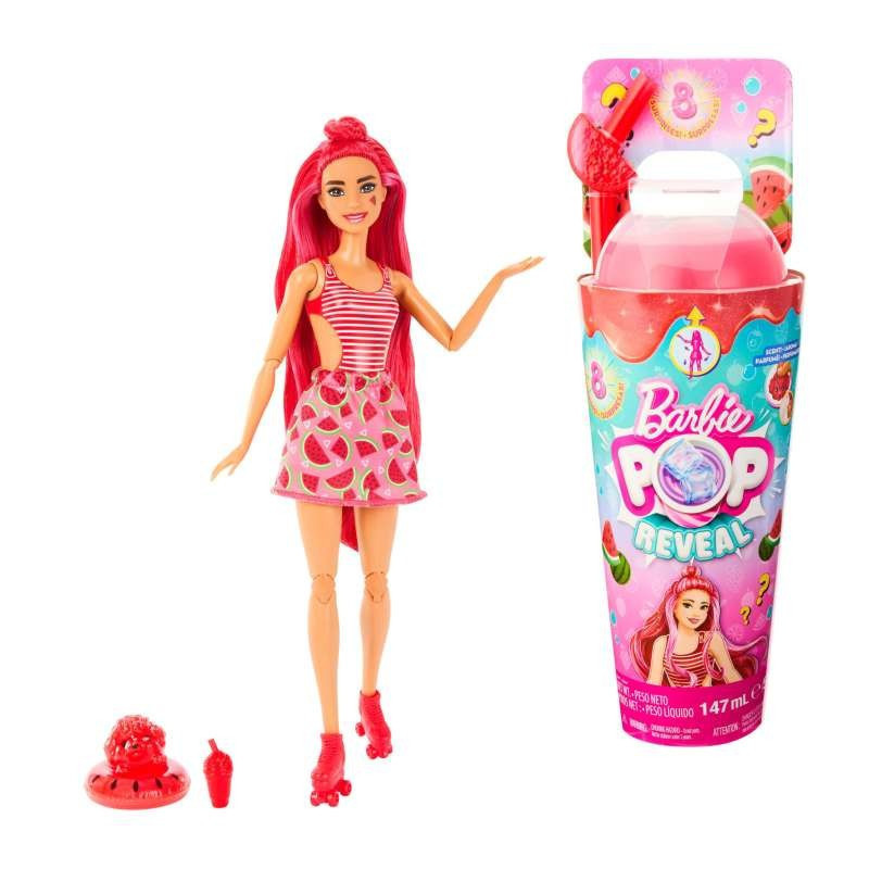 Lalka Barbie Pop Reveal Owocowy sok, czerwona