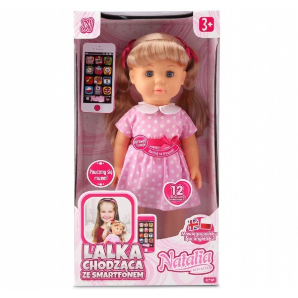 Lalka Natalia ze smartfonem, chodząca 41 cm