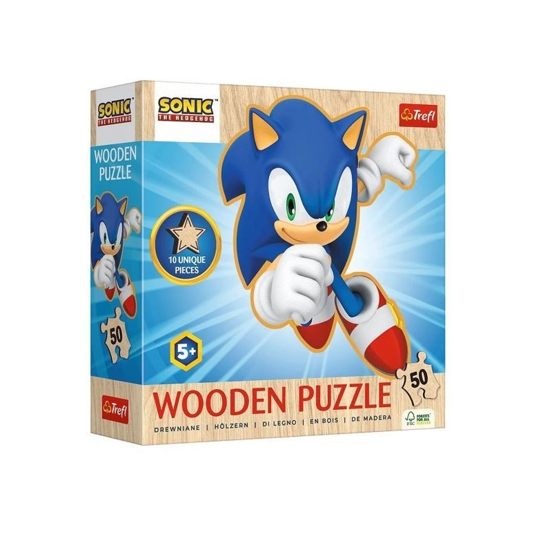 Puzzle drewniane 50 elementów Radosny Sonic