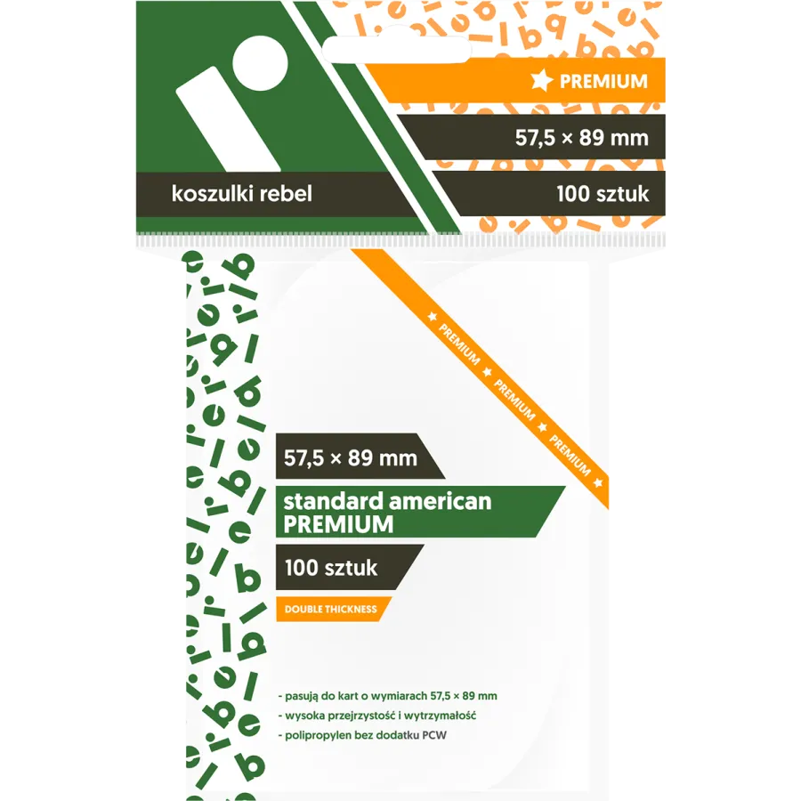 Koszulki na karty Rebel (57,5x89 mm) "Standard American Premium", 100 sztuk