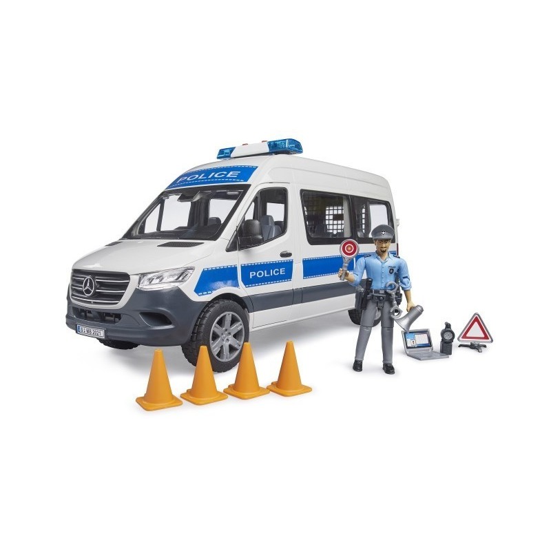 Zestaw Mercedes-Benz Sprinter policyjny z figurką i modułem światło/dźwięk