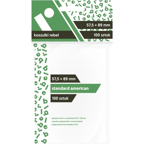 Koszulki na karty Rebel (57,5x89 mm) "Standard American", 100 sztuk