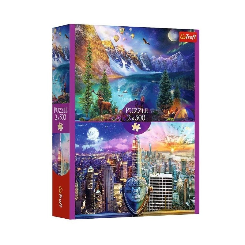 Puzzle 2x500 elementów Wycieczka po Ameryce