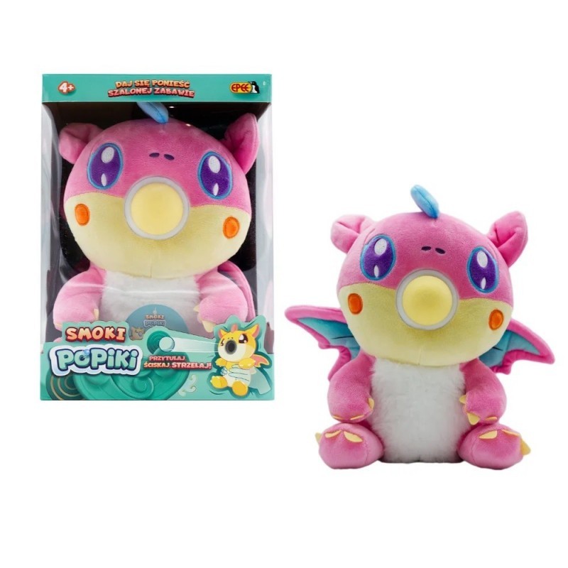 Maskotka interaktywna Popiki Smoki, różowy smok
