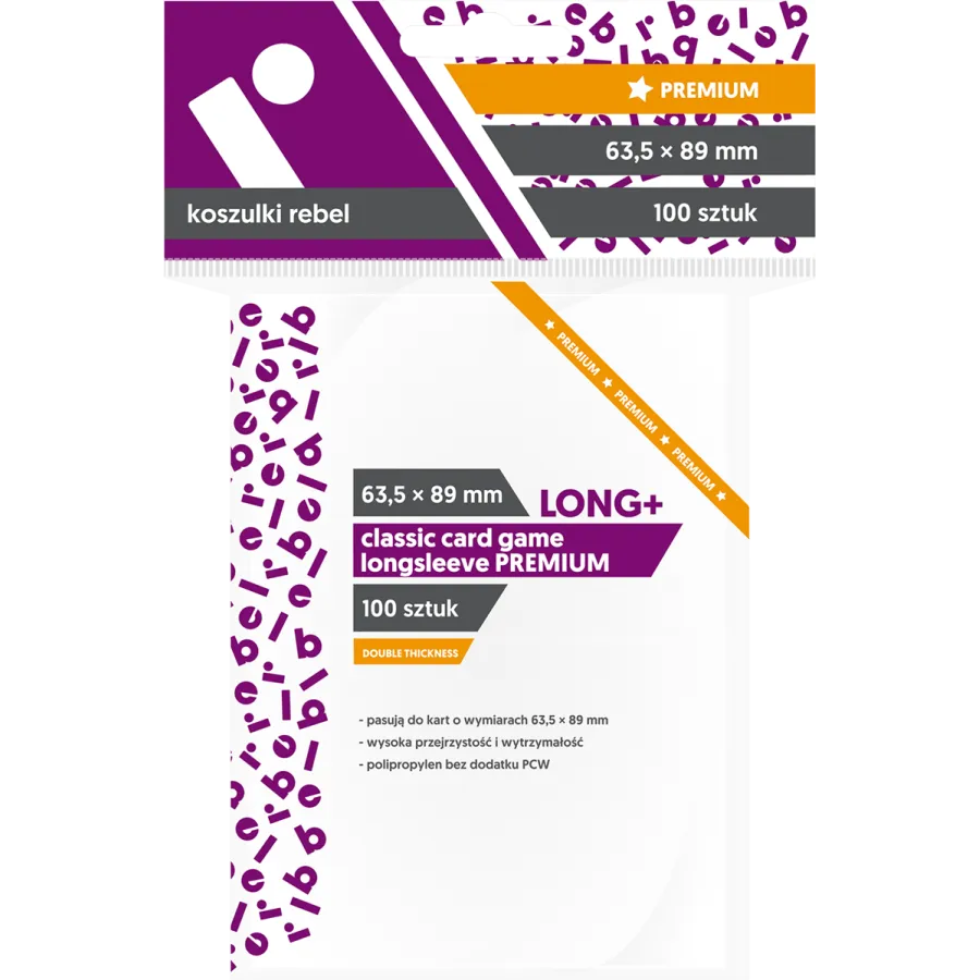 Koszulki na karty Rebel (63,5x89 mm) "Classic Card Game Longsleeve Premium", 100 sztuk