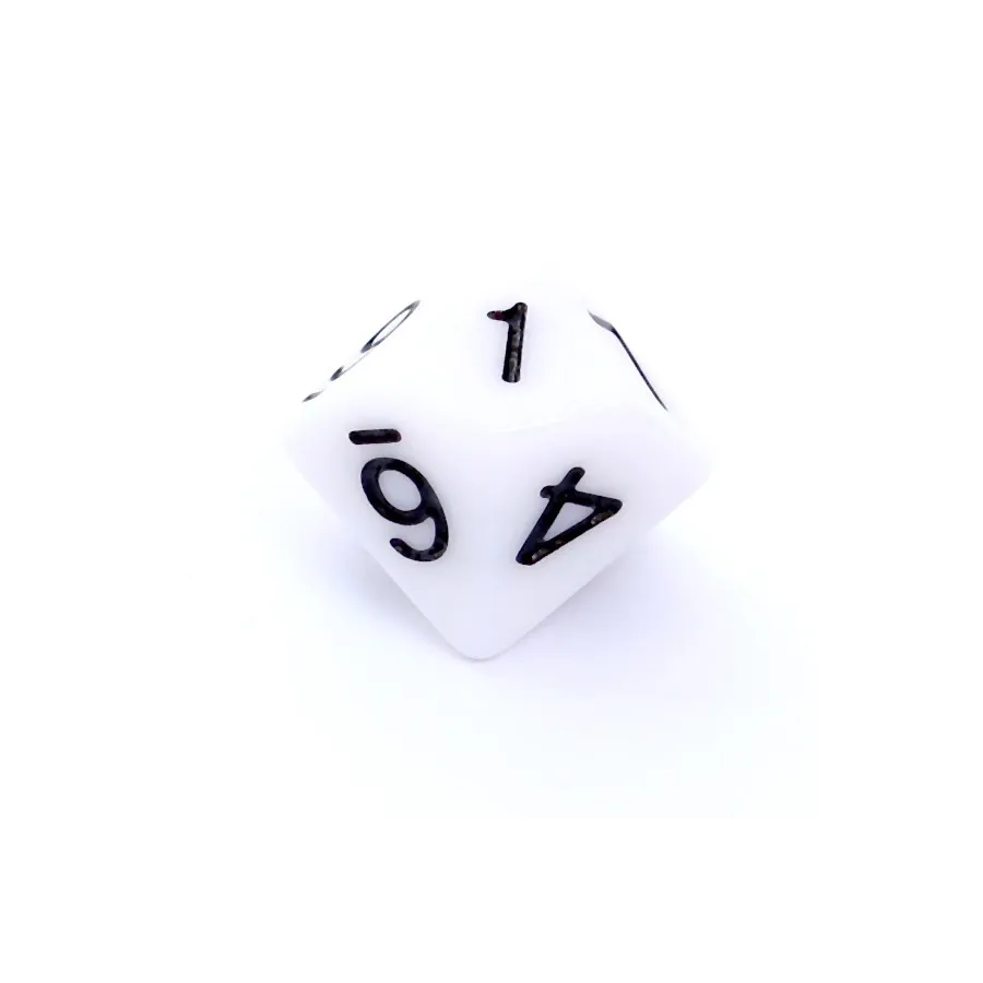 Kość REBEL matowa 10 Ścian - Cyfry - Biała