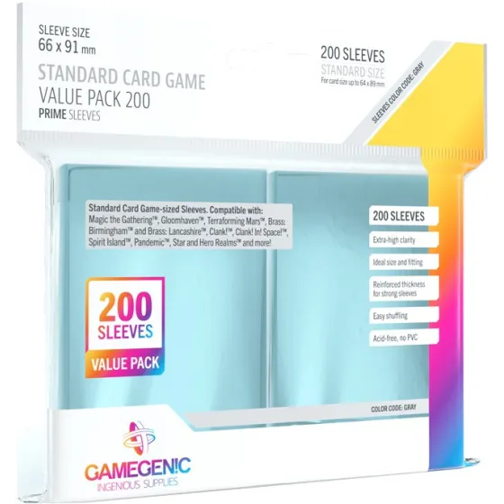 Gamegenic: Prime Value Sleeving Pack (66x91 mm) 200 sztuk, Clear