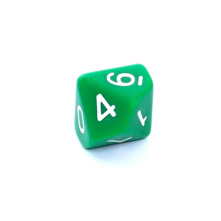 Kość REBEL matowa 10 Ścian - Cyfry - Zielona