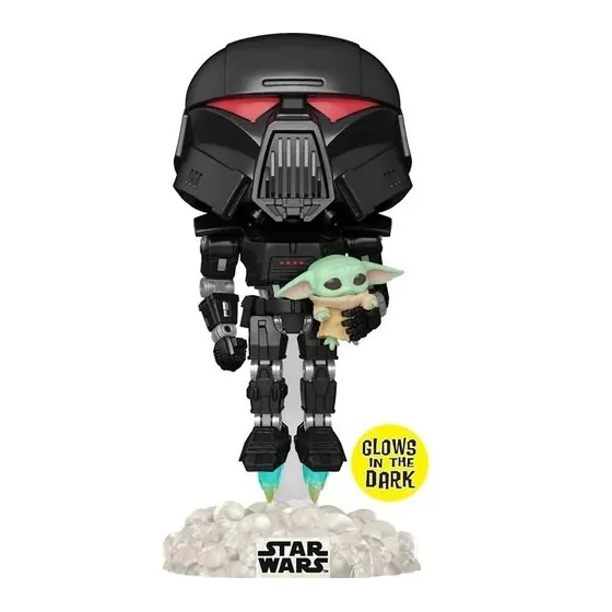 Funko POP! Star Wars: The Mandalorian Dark Trooper with Grogu 488 Glow in the Dark Exclusive