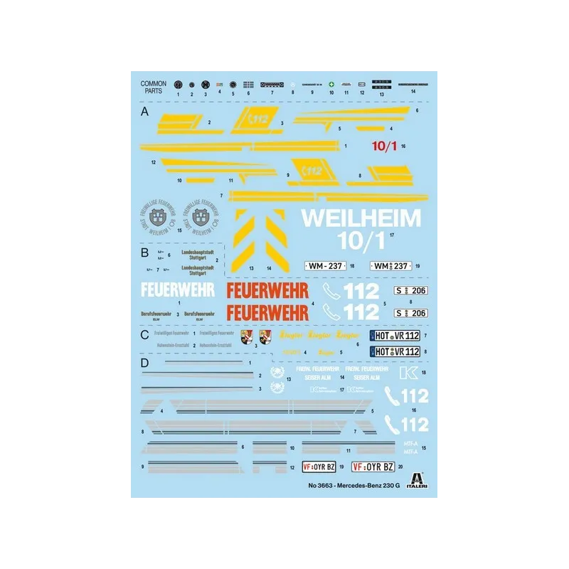 Italeri 3663 1:35 Mercedes Benz G230 Feuerwehr