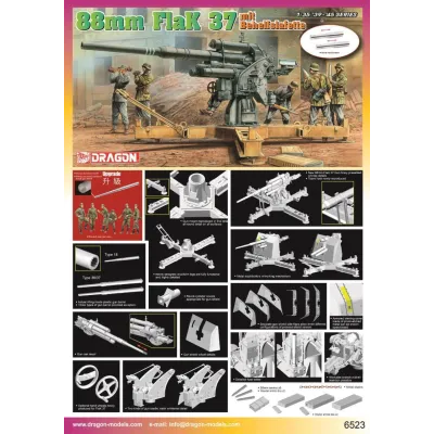 Dragon 6523 1:35 88mm Flak 37 mit Behelfslafette