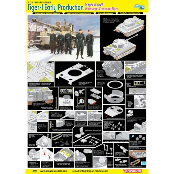 Dragon 6730 1:35 Tiger-I Early Production Pz.Kpfw.VI,Ausf.E Wittmann's Command Tiger