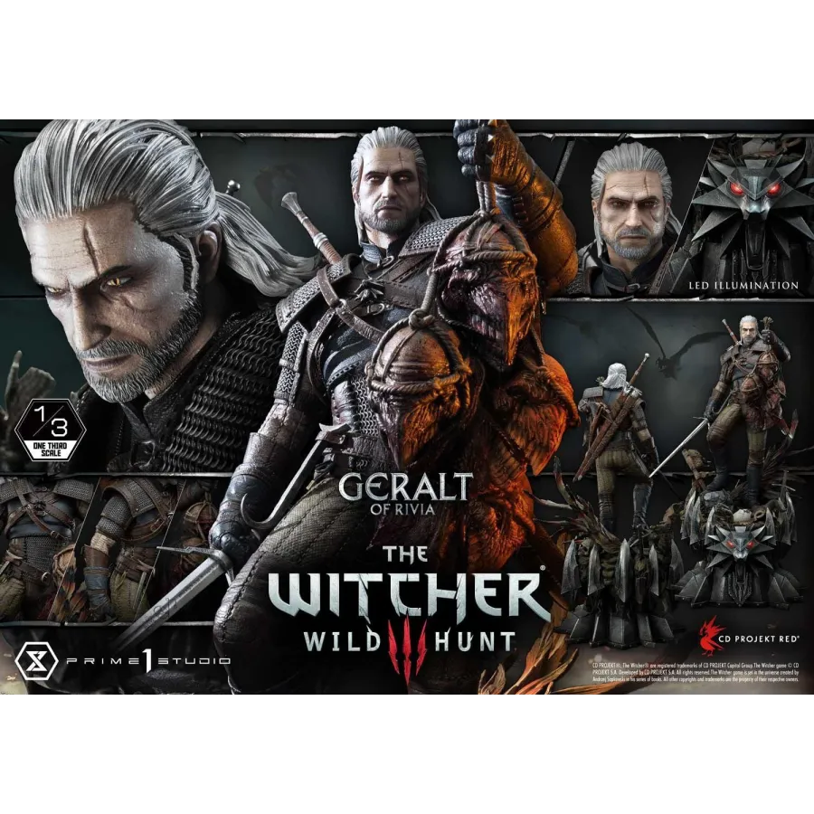 Statuetka Witcher 3 Wild Hunt 1/3 Geralt von Riva 88 cm Prime 1