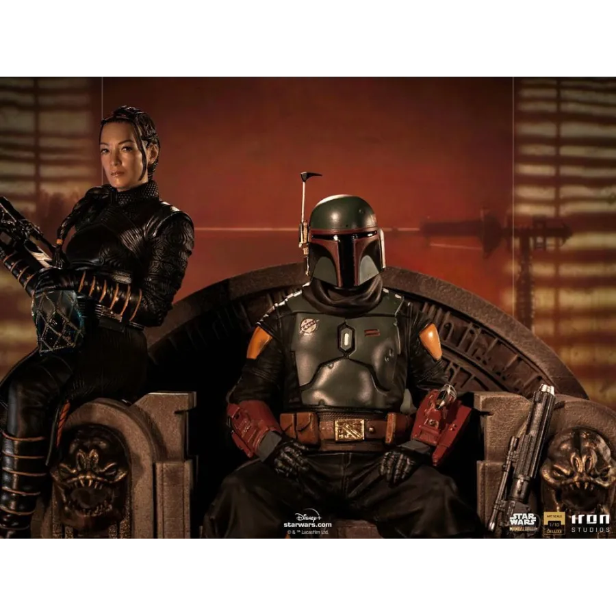 Figurka Boba Fett & Fennec on Throne 23 cm Star Wars The Mandalorian Deluxe Art Scale 1/10