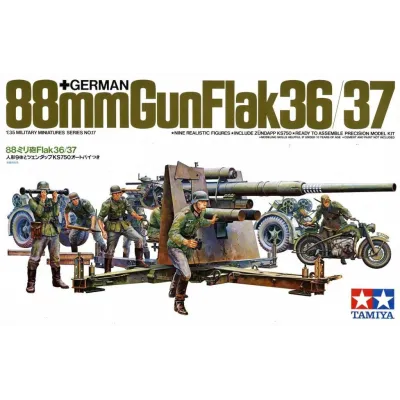 Tamiya 35017 1:35 German 88mm Gun Flak 36/37 w/Trailer