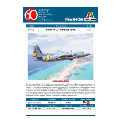 Italeri 1455 1:72 Fokker F-27 Maritime Patrol