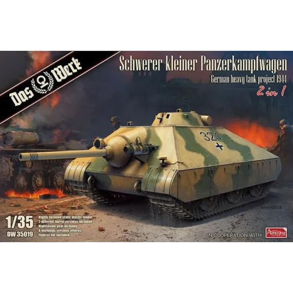 Das Werk DW35019 1:35 Schwerer kleiner Panzerkampfwagen German heavy tank project 1944 2 in 1